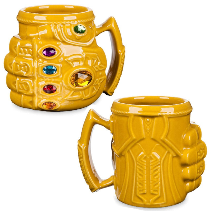 New Marvel Thanos Gloves Fist Coffee Mugs Anime Cups And Mugs Cool Plastic Infinity Gem Mark Cartoon Drinkware Best Gift For Kid - Great Value Novelty 