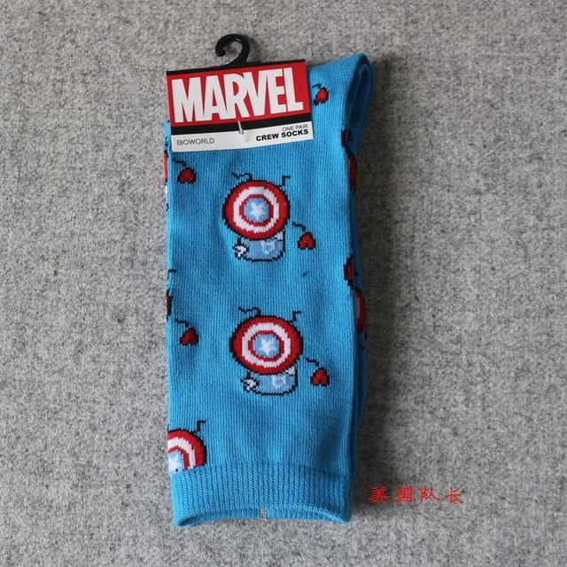 Marvel Comics Hero General Socks cartoon Iron Man Captain America Knee-High Warm Stitching pattern Antiskid Casual Sock - Great Value Novelty 