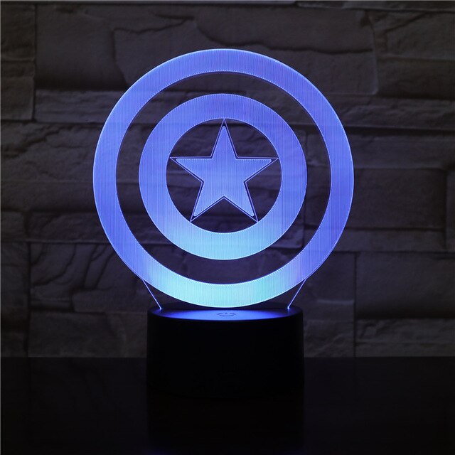 3D Lamp Marvel Comics Superhero Captain America Children's Led Night Light Bedroom Deco Kids Table 3D Night Lamp The Avengers
