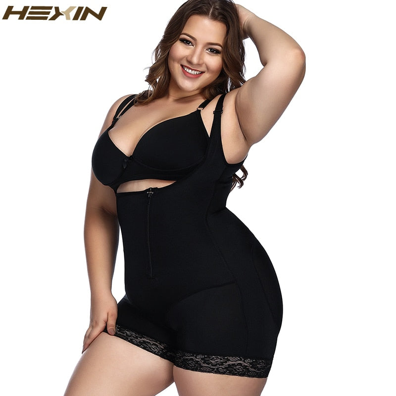 HEXIN Plus Size 6XL Waist Slimming Shaper Lace Underwear Zipper and Hooks  Body Shaper Shapewear Women Full Body Bodysuit - Great Value Novelty 