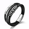Leather Bracelet for Men Black Braid Multilayer Rope - Great Value Novelty 